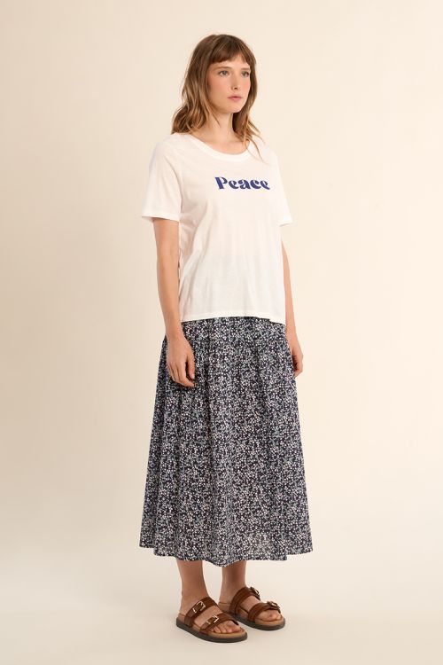 Camiseta de mujer de manga corta, estampado de texto.