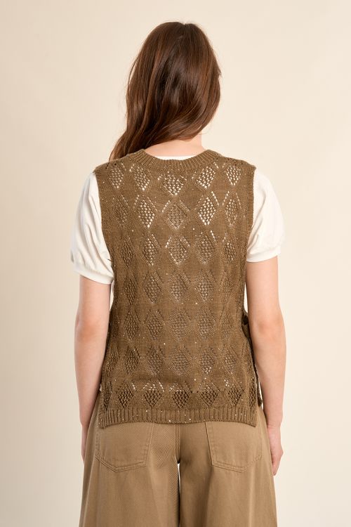 Jersey de mujer de manga sisa, detalle lazadas.