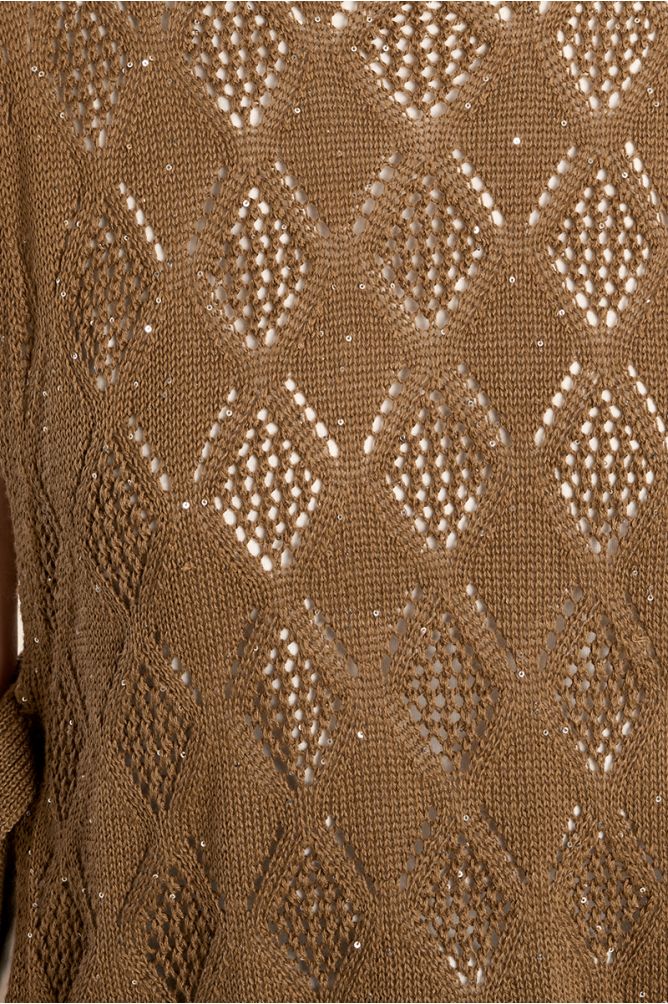 Sleeveless knit, openwork and knotted on the sides