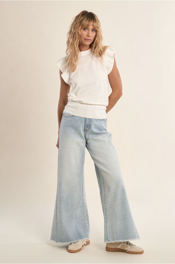 Pull manches courtes, volantées