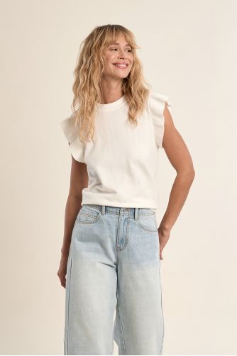 Pull manches courtes, volantées