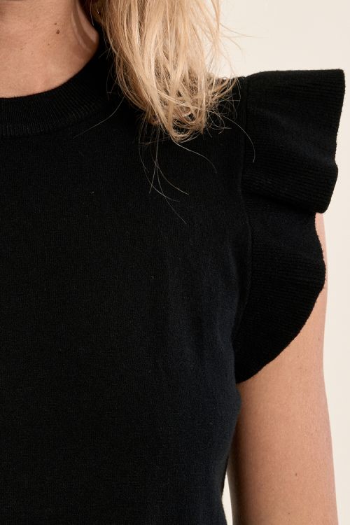 Jersey de mujer de manga corta, detalle volante.
