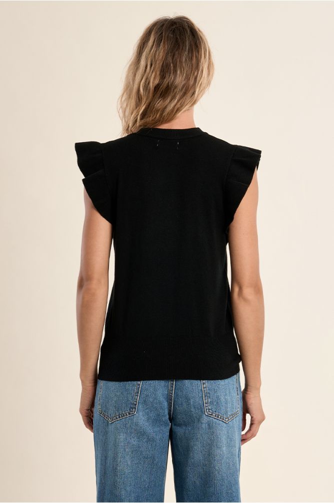 Short-sleeved sweater, ruffled