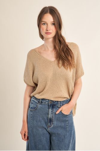 Pull sans manches en maille irisée