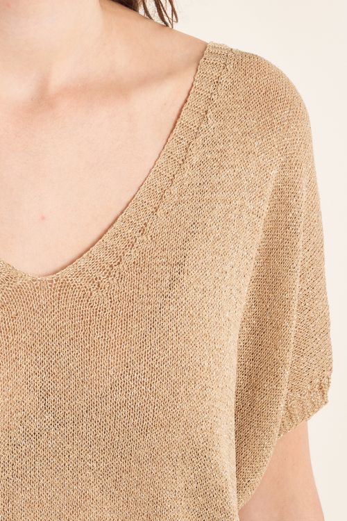 Jersey de mujer de manga murcielago, detalle brillo.