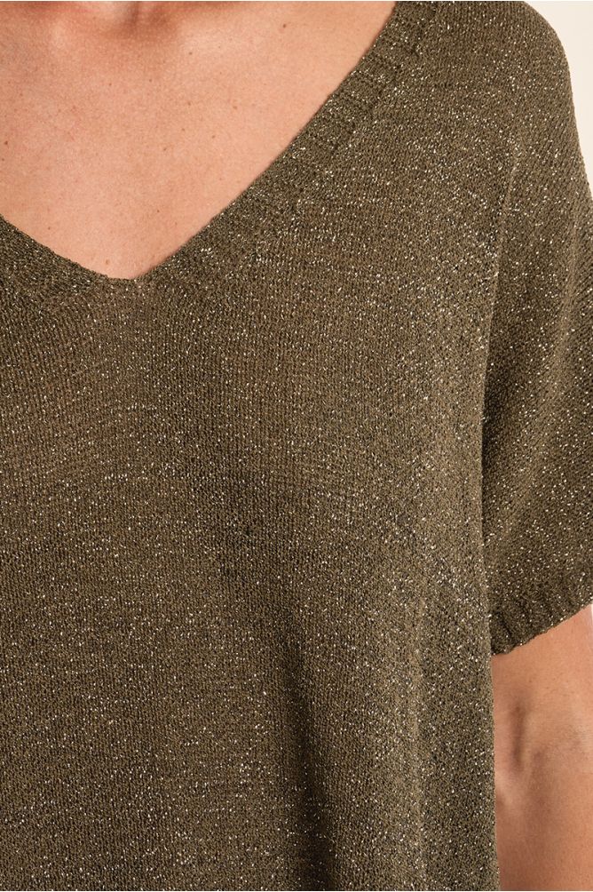 Jersey de mujer de manga murcielago, detalle brillo.