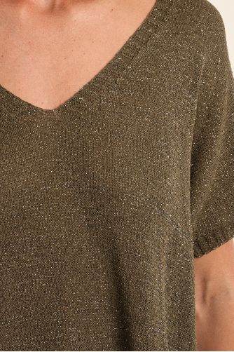 Jersey de mujer de manga murcielago, detalle brillo.