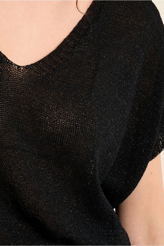 Jersey de mujer de manga murcielago, detalle brillo.