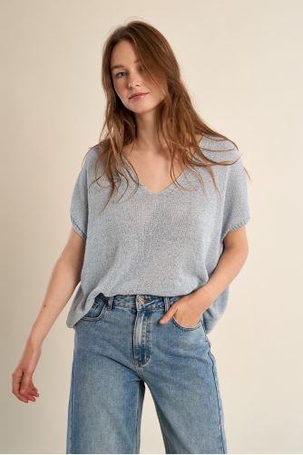 Pull sans manches en maille irisée