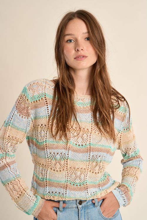 Jersey de mujer de manga larga, estampado rayas.