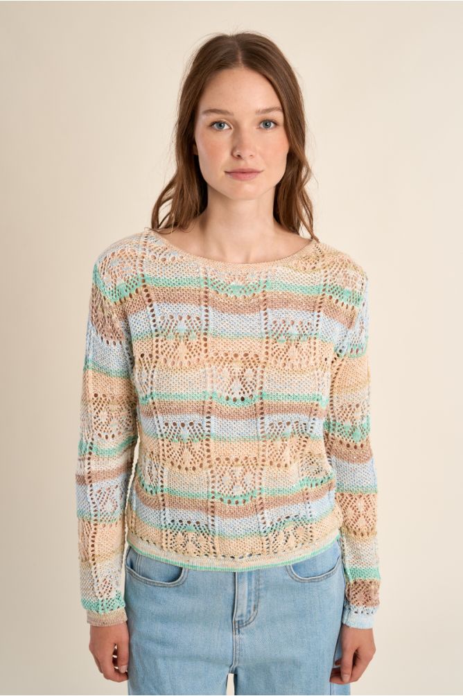 Jersey de mujer de manga larga, estampado rayas.