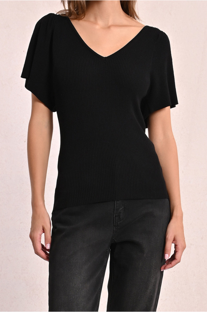 Jersey de mujer de manga corta, detalle lazada.