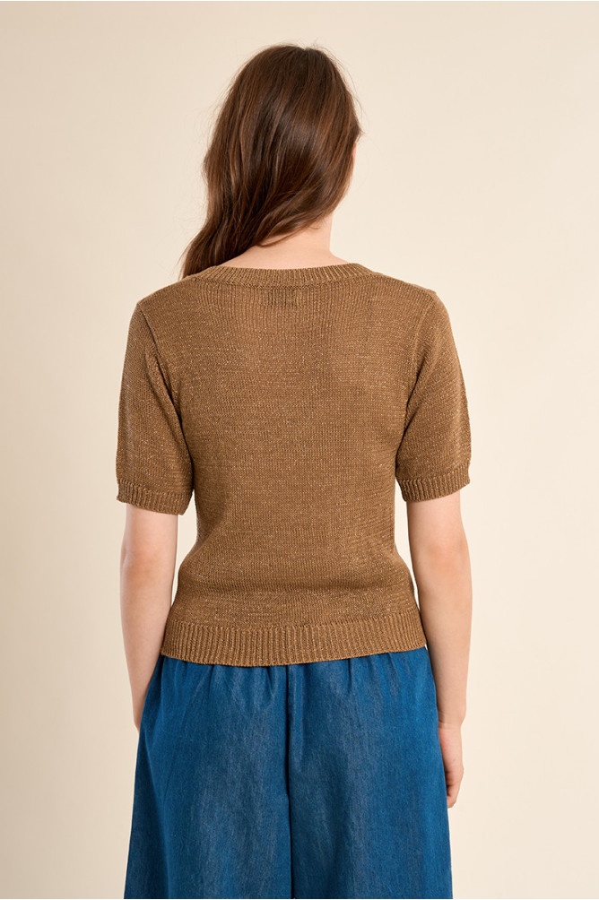 Jersey de mujer de manga corta, escote en V.