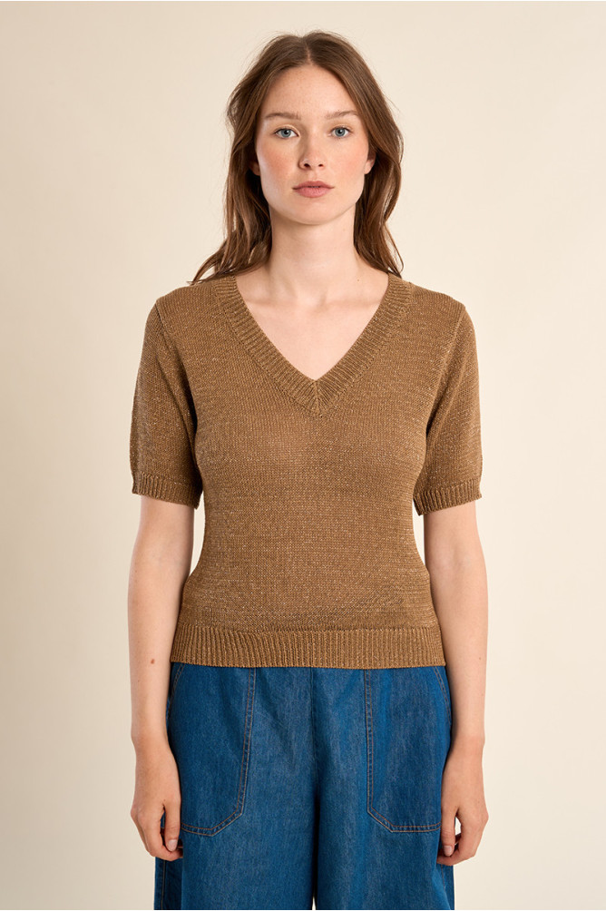 Pull en maille manches courtes