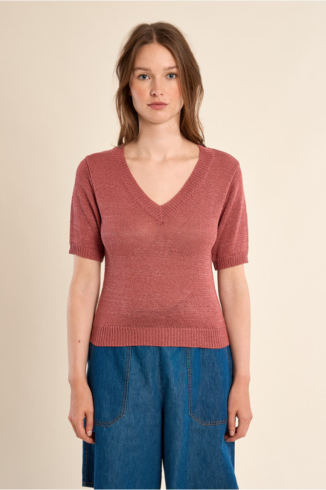 Pull en maille manches courtes