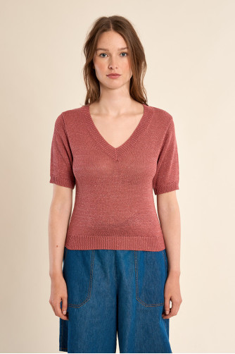 Pull en maille manches courtes