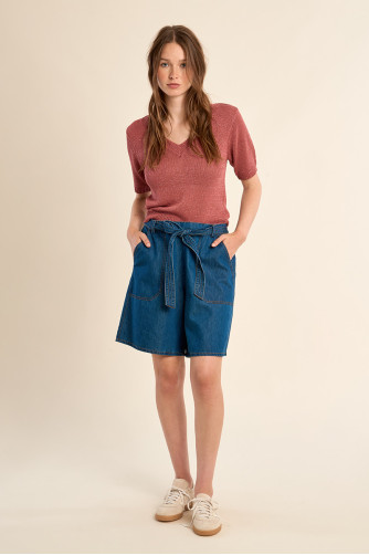 Pull en maille manches courtes