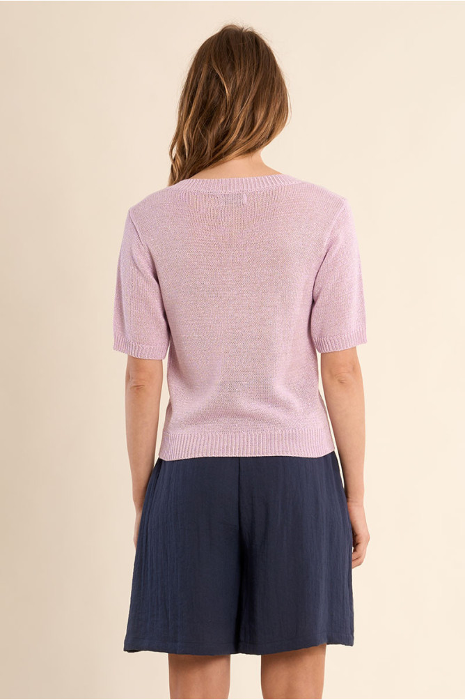 Jersey de mujer de manga corta, escote en V.