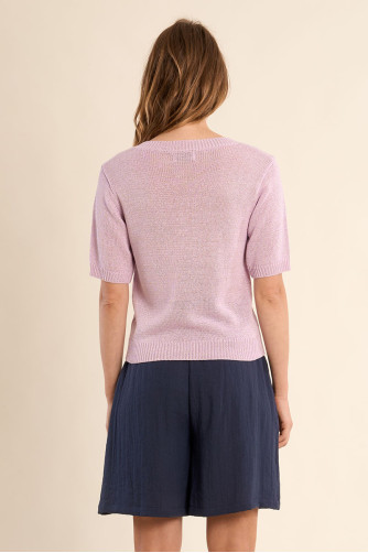 Pull en maille manches courtes