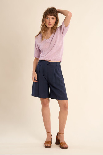 Pull en maille manches courtes