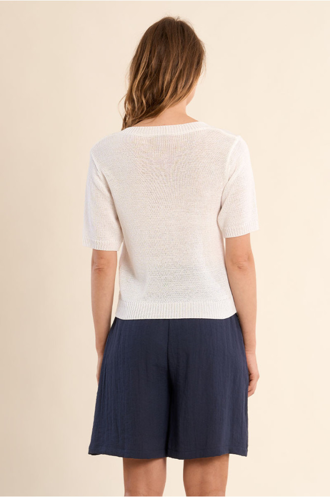 Jersey de mujer de manga corta, escote en V.