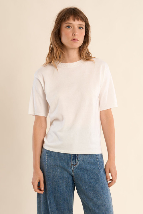 Jersey de mujer de manga corta, liso.