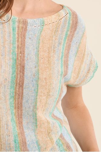 Multicoloured striped knitted T-shirt