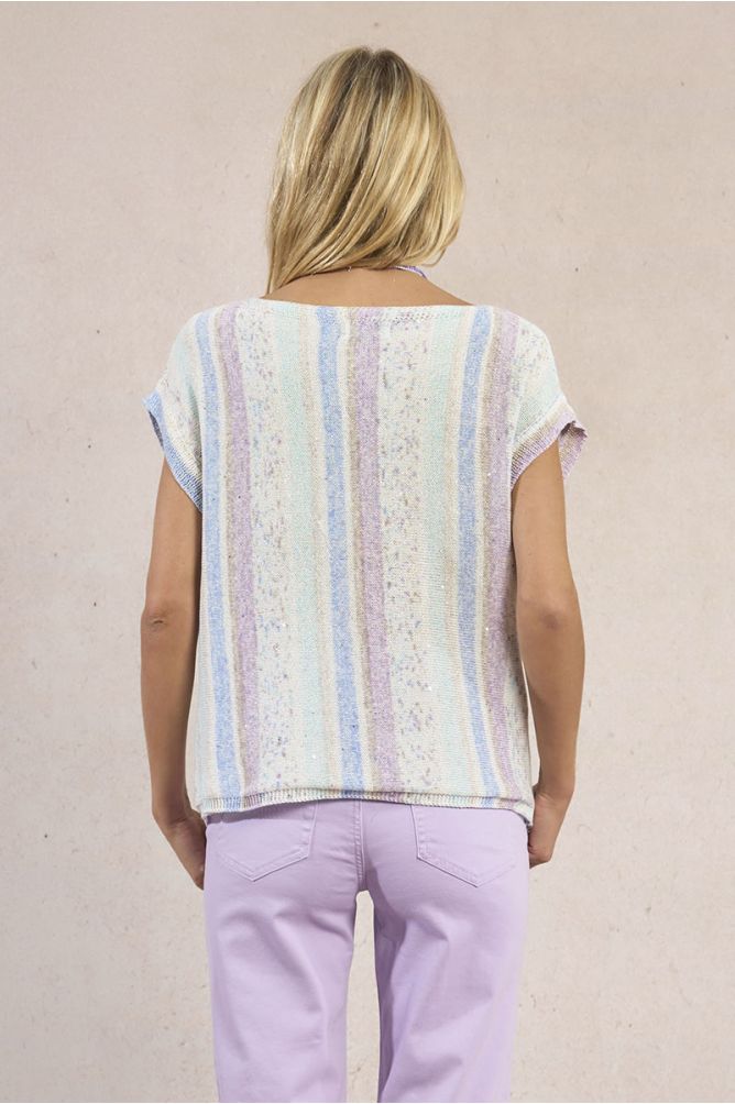 Multicoloured striped knitted T-shirt
