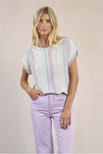 Multicoloured striped knitted T-shirt