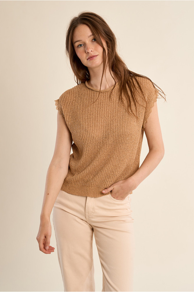 Crochet knit T-shirt