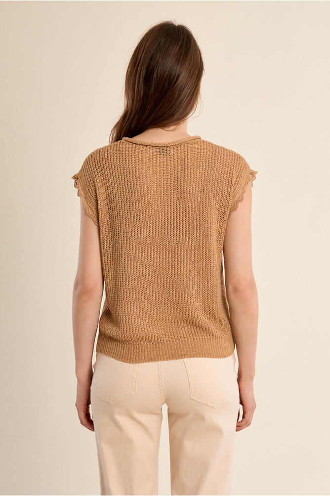 Crochet knit T-shirt