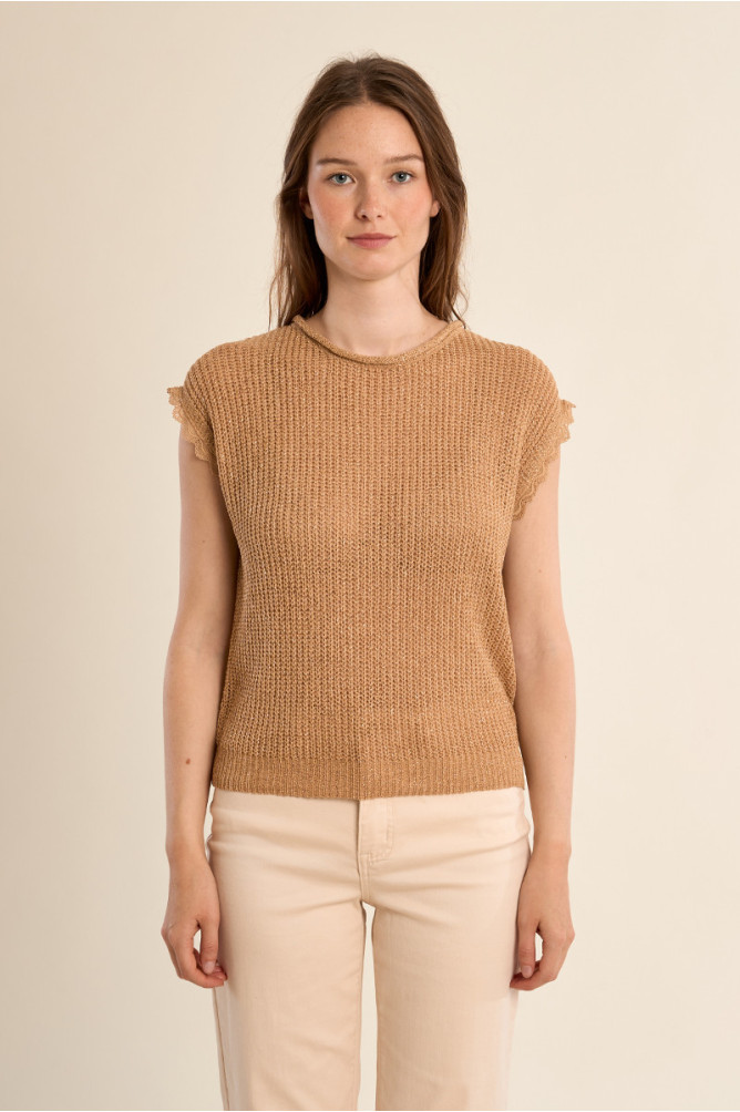 Crochet knit T-shirt