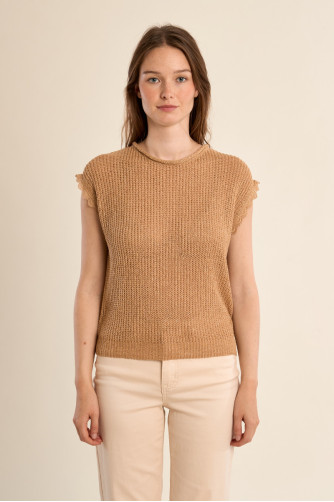 Crochet knit T-shirt