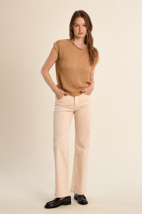 Jersey de mujer de manga corta, detalle encaje.