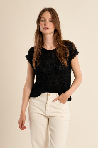 Crochet knit T-shirt