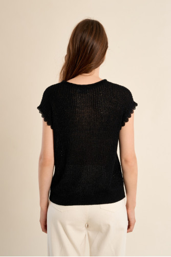 Crochet knit T-shirt
