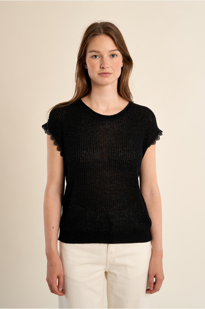Crochet knit T-shirt