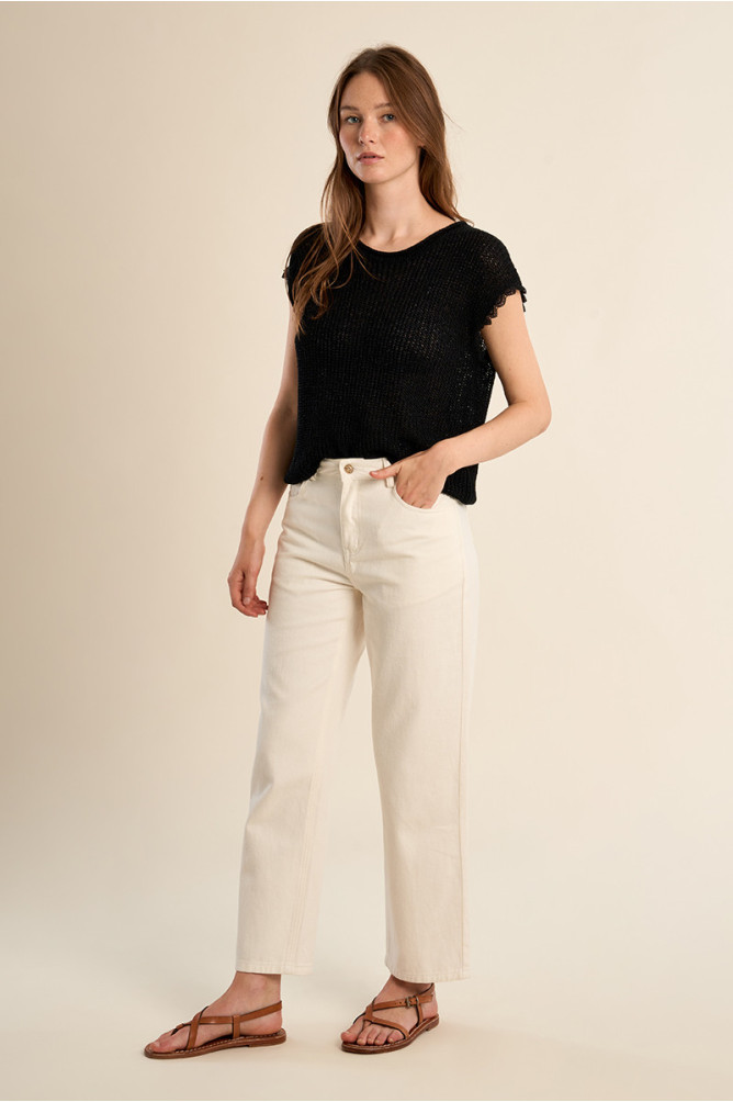 Crochet knit T-shirt