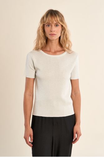 Fine, iridescent knit T-shirt