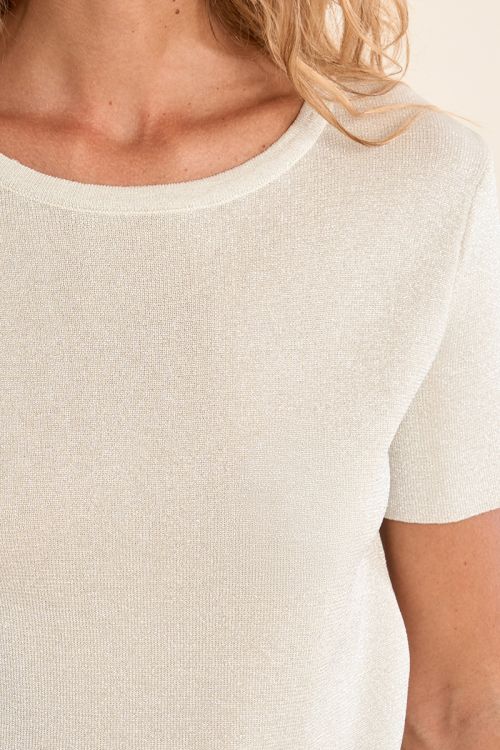 Fine, iridescent knit T-shirt