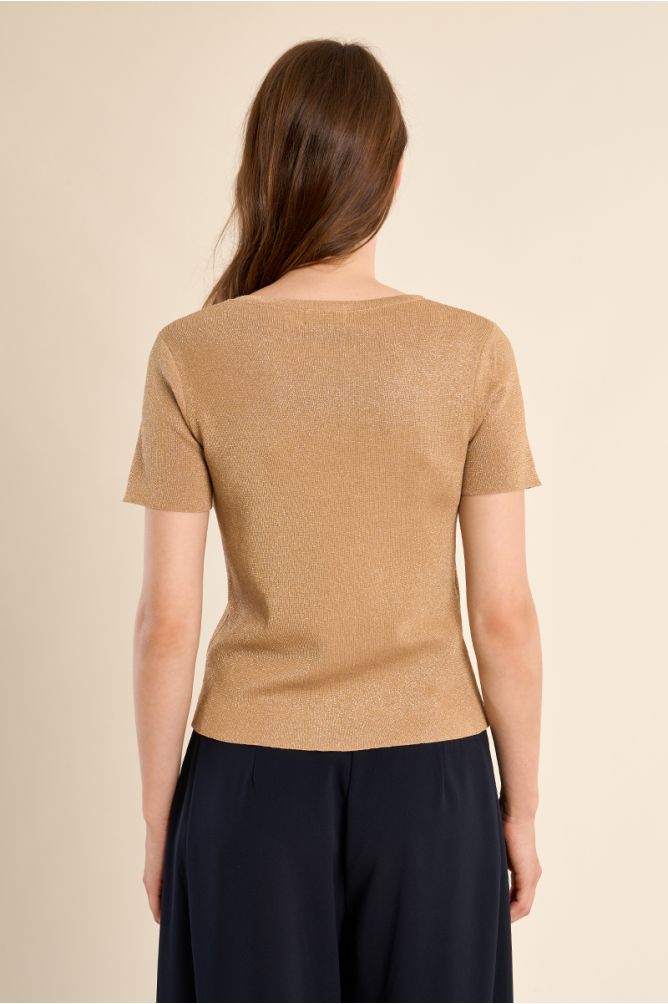 Fine, iridescent knit T-shirt