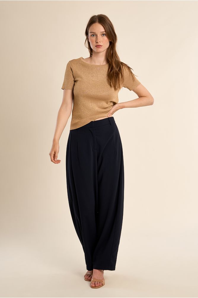 Fine, iridescent knit T-shirt