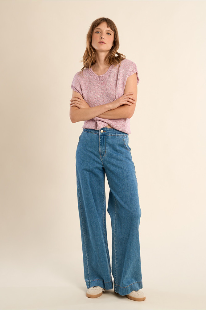 Pull en maille sans manches, col rond