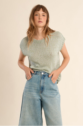 Pull en maille sans manches, col rond
