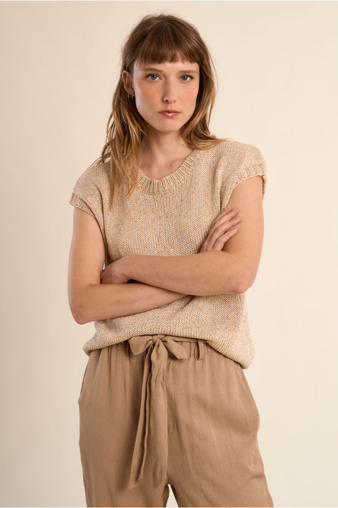 Pull en maille sans manches, col rond