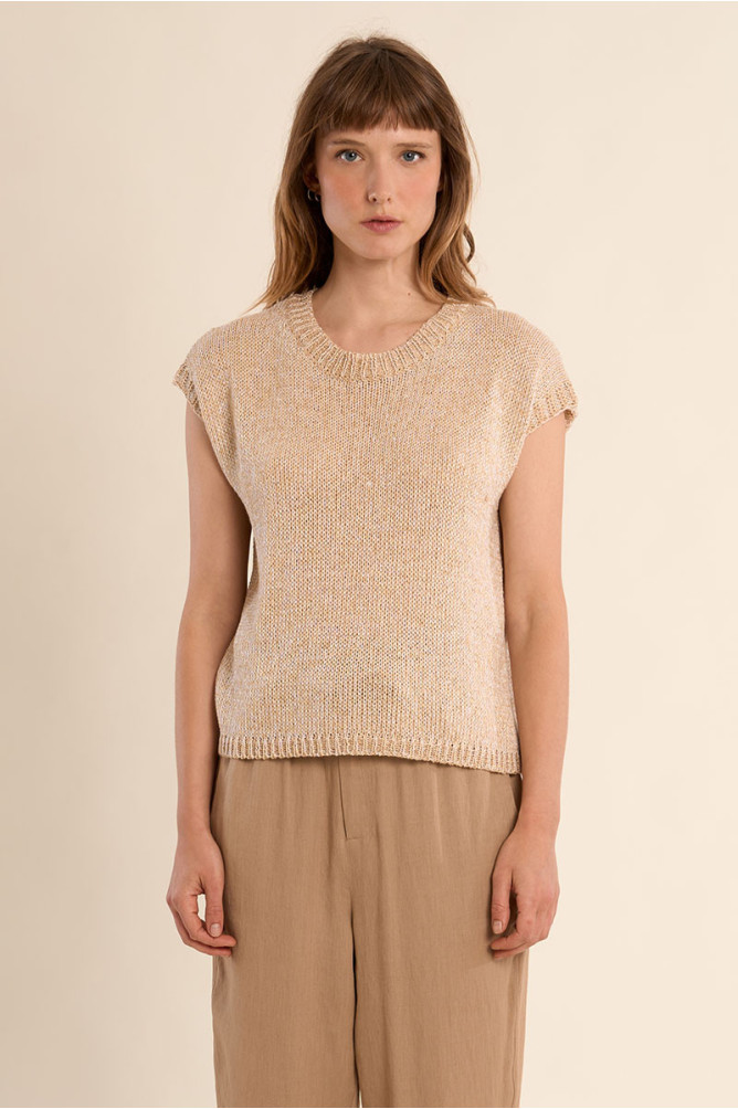 Pull en maille sans manches, col rond