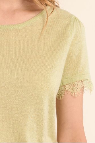 Jersey T-shirt, lace sleeves