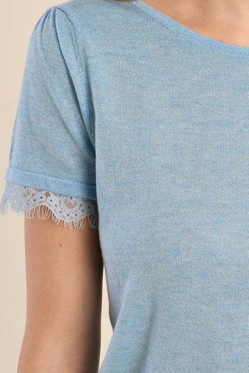 Jersey de mujer de manga corta, detalle encaje.