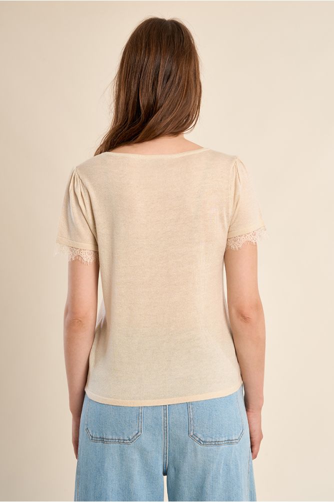 Jersey T-shirt, lace sleeves