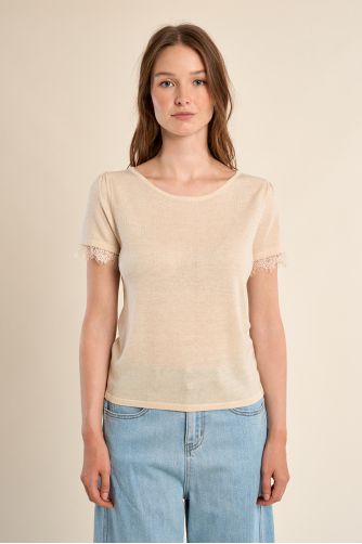 Jersey T-shirt, lace sleeves